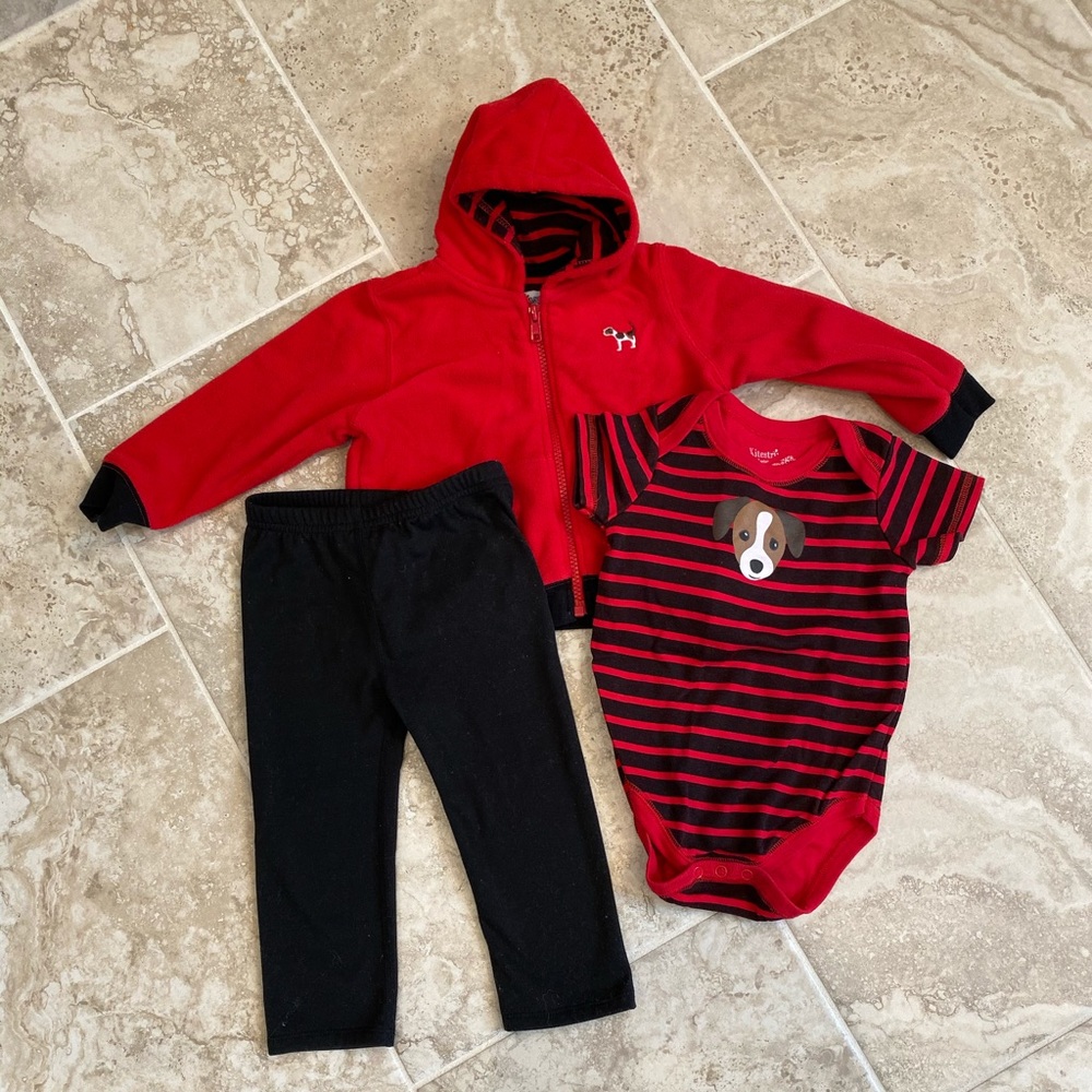 Red and black 18 m boys outfit
